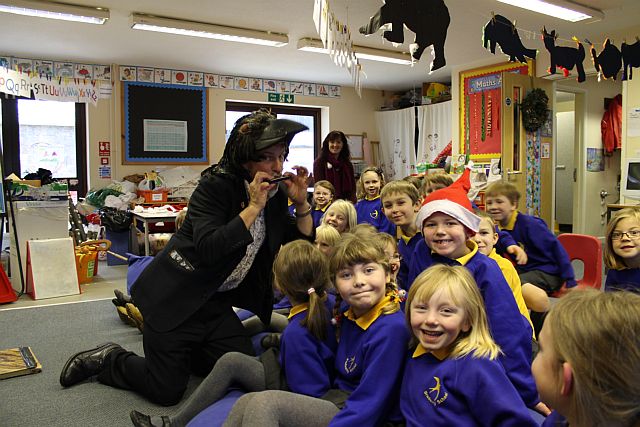 Clive pig story telling at Bradowrthy School, Nov 2011, Colette Rayment